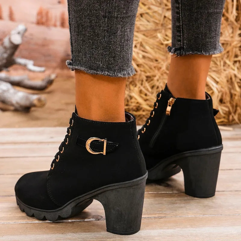 Catkamadev Winter Ankle Boots Heels