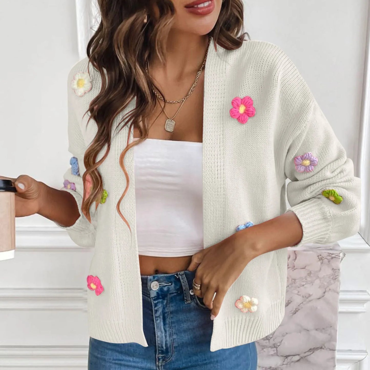 Small Chrysanthemum Embroidered Sweater