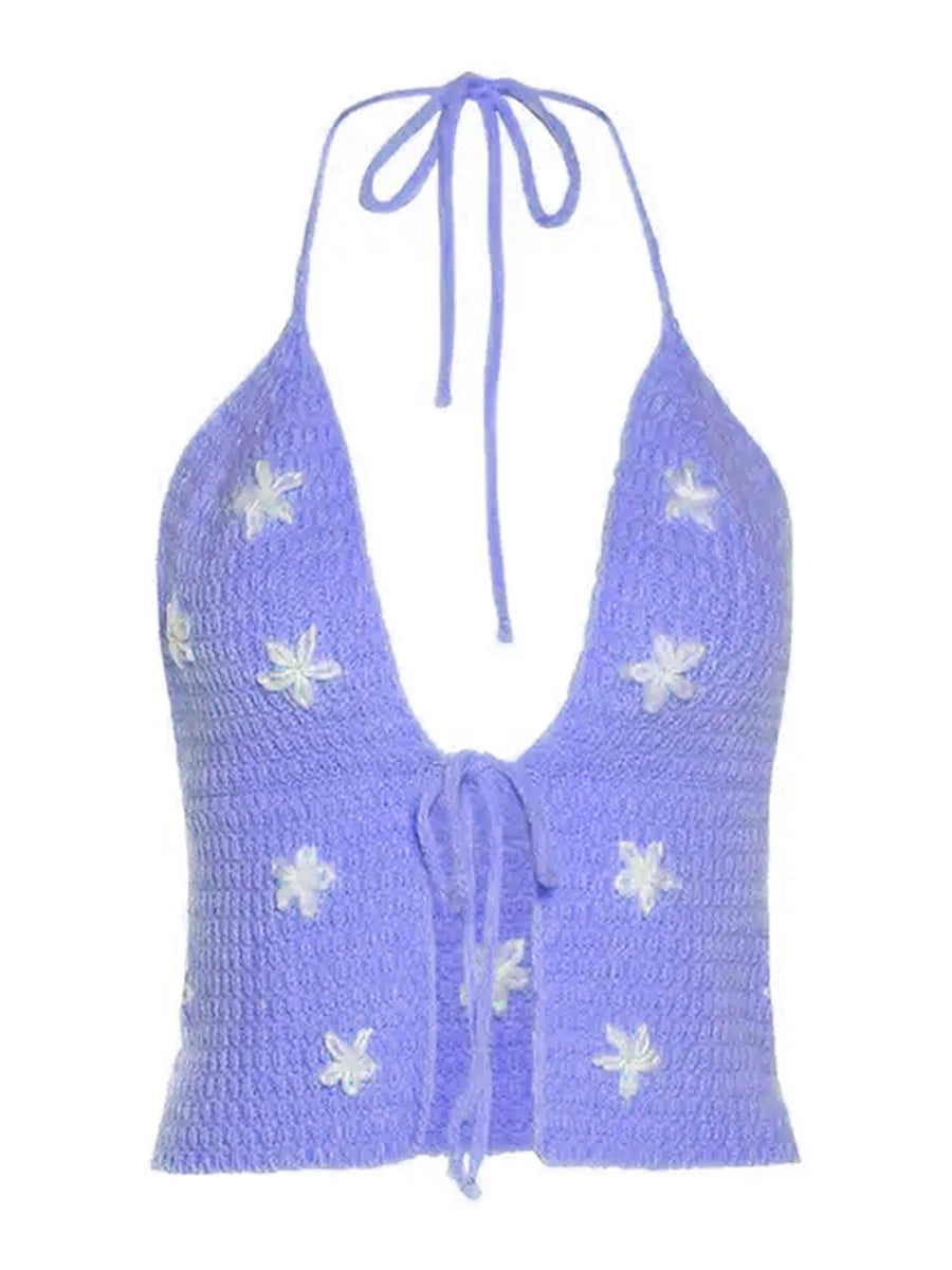 Knit Sleeveless Halter Vest