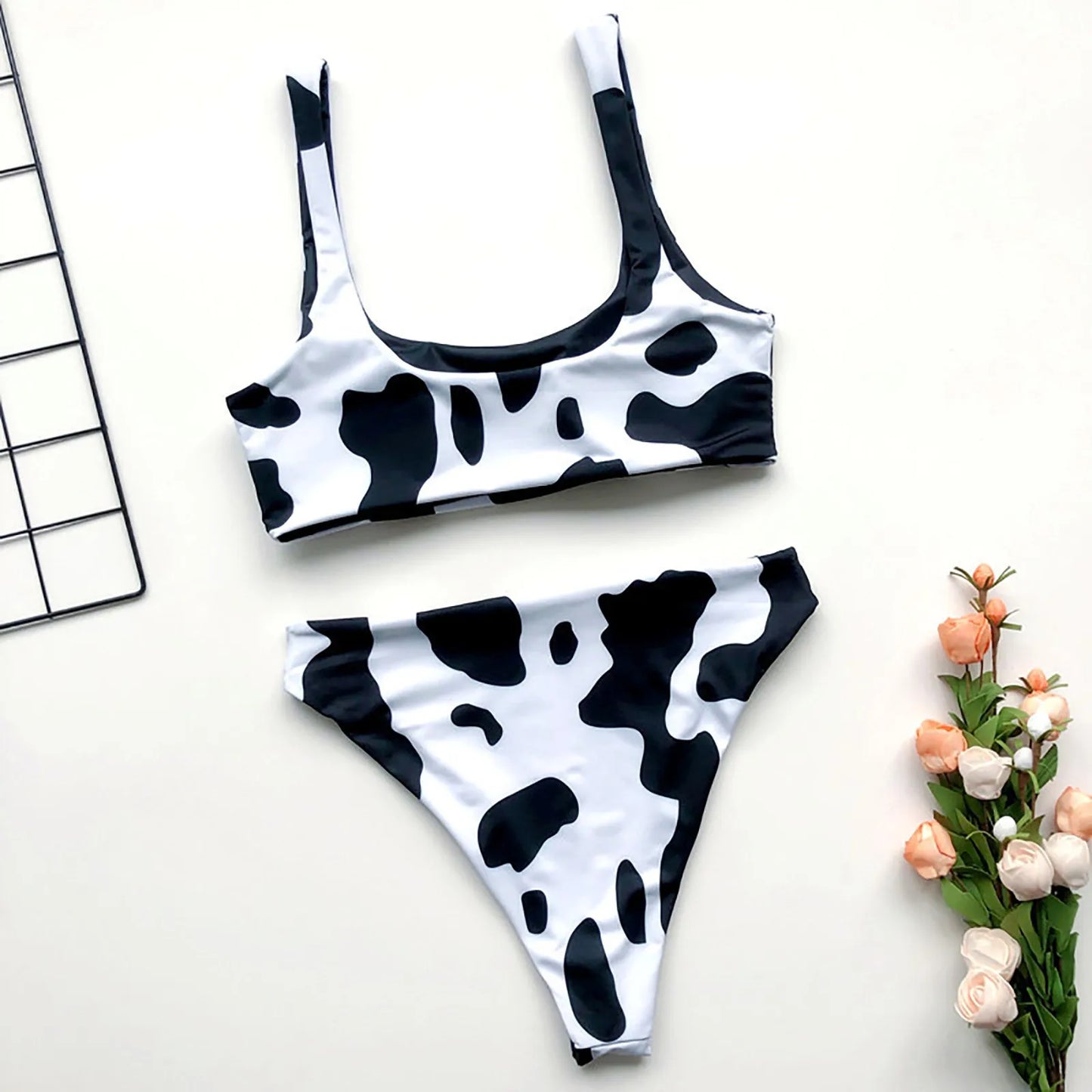 High Breast Contrast Cow Print