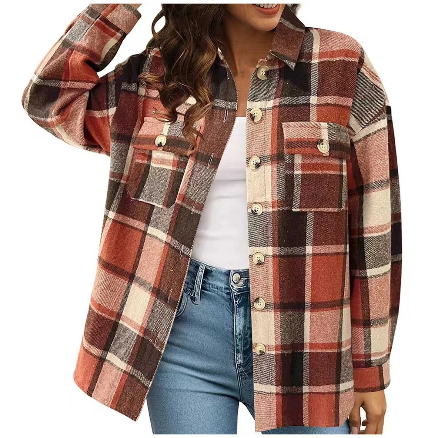 Retro Plaid Shacket Jacket