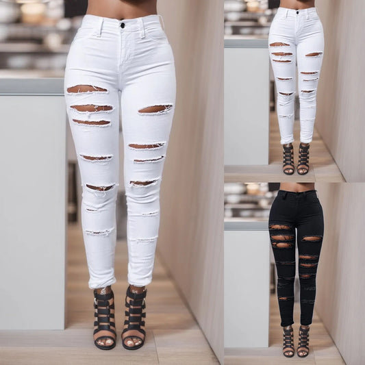 Ripped Jeans Pencil Trousers