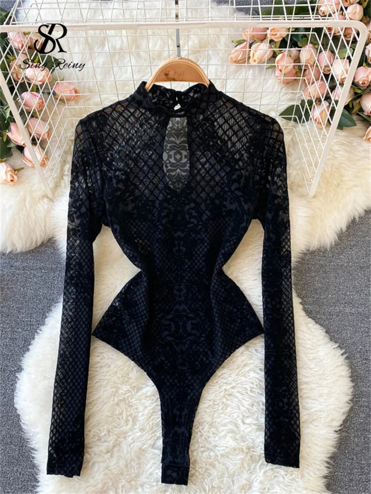 Summer Velvet Long Sleeve Playsuit