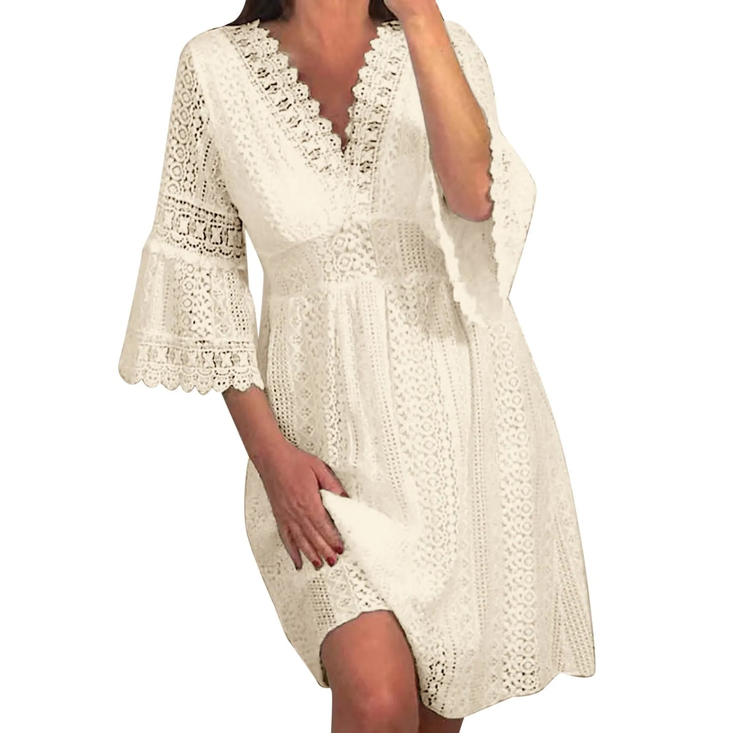 Casual Lace Mid Dress