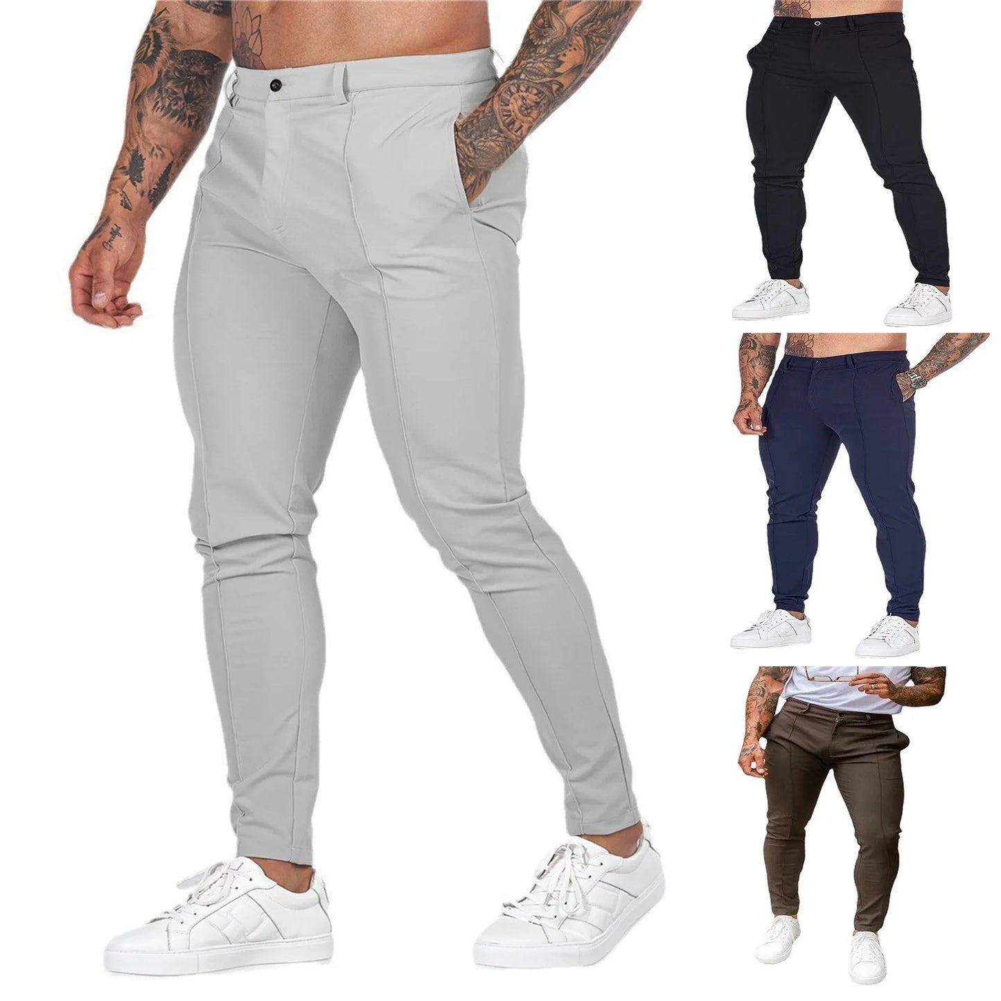 Summer Elastic Straight Trousers