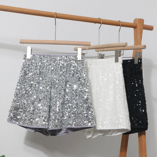 Glitter Sequins High Waist Shorts