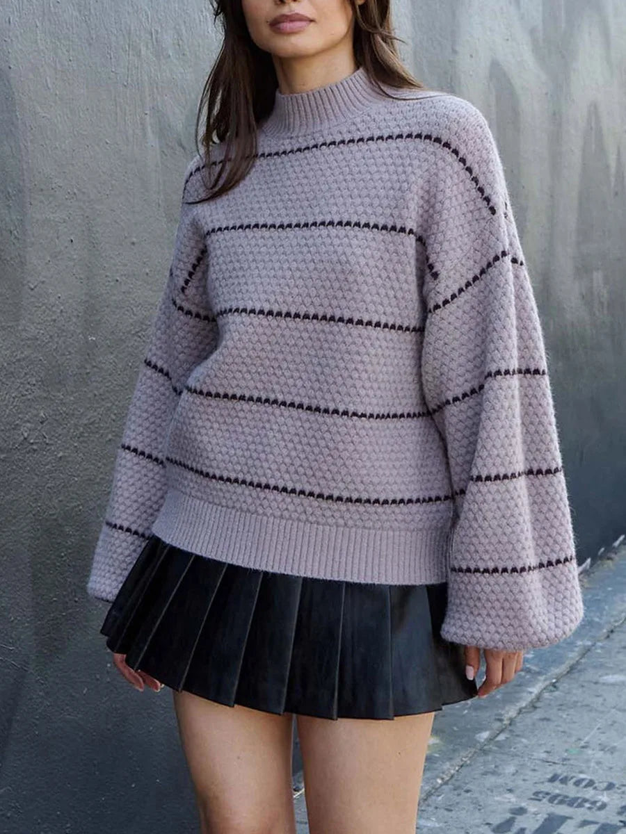 Ladies Oversized Knit Color Sweater