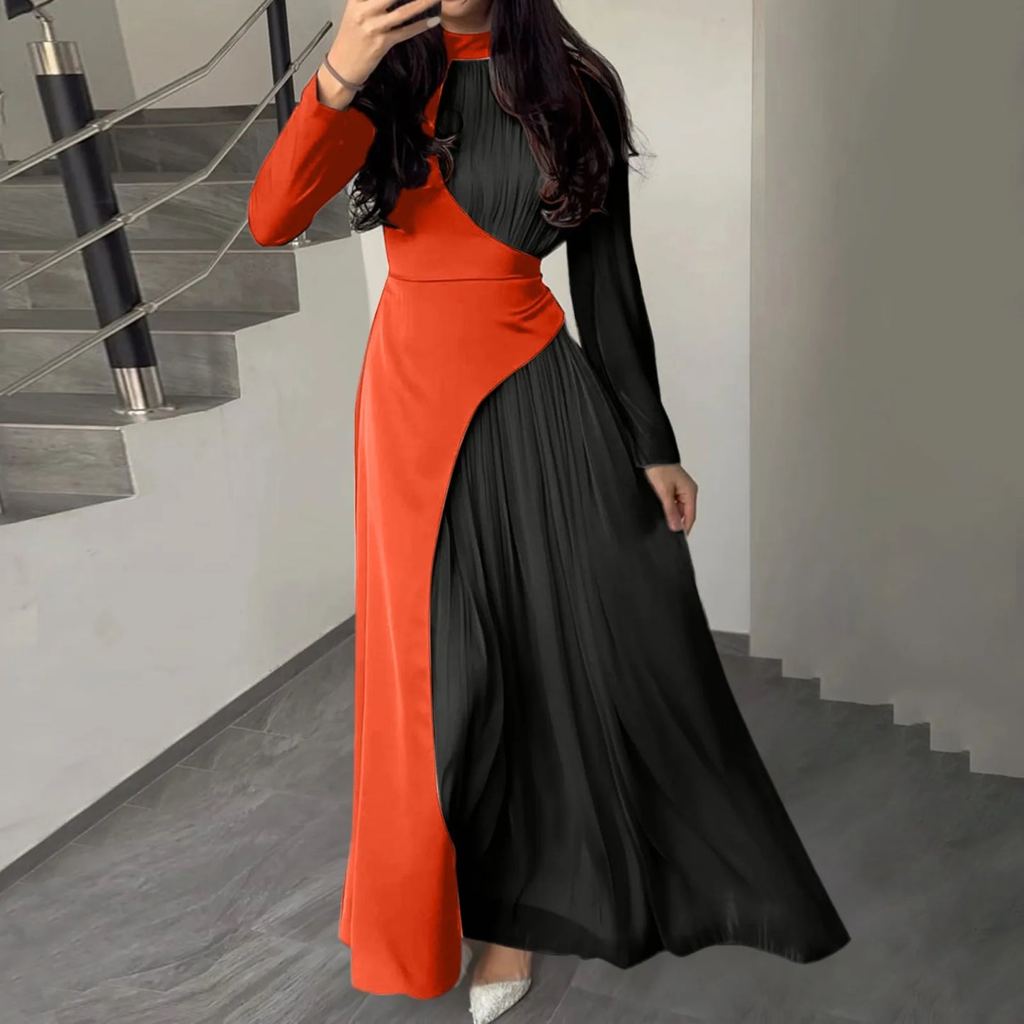 Women's Elegant Patchwork Long Spring Dress