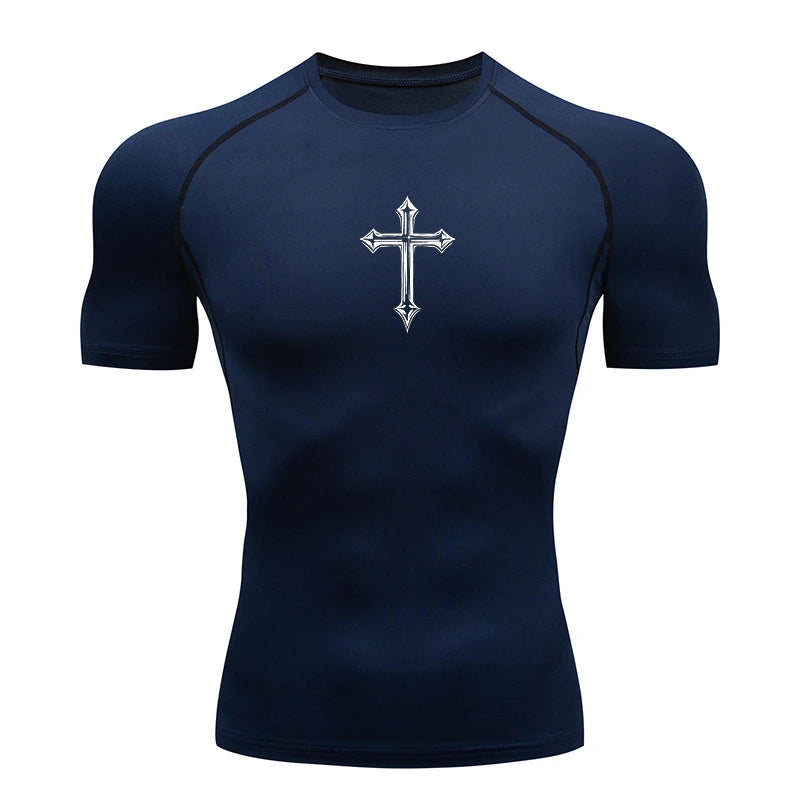 Cross Print Compression For Shirt