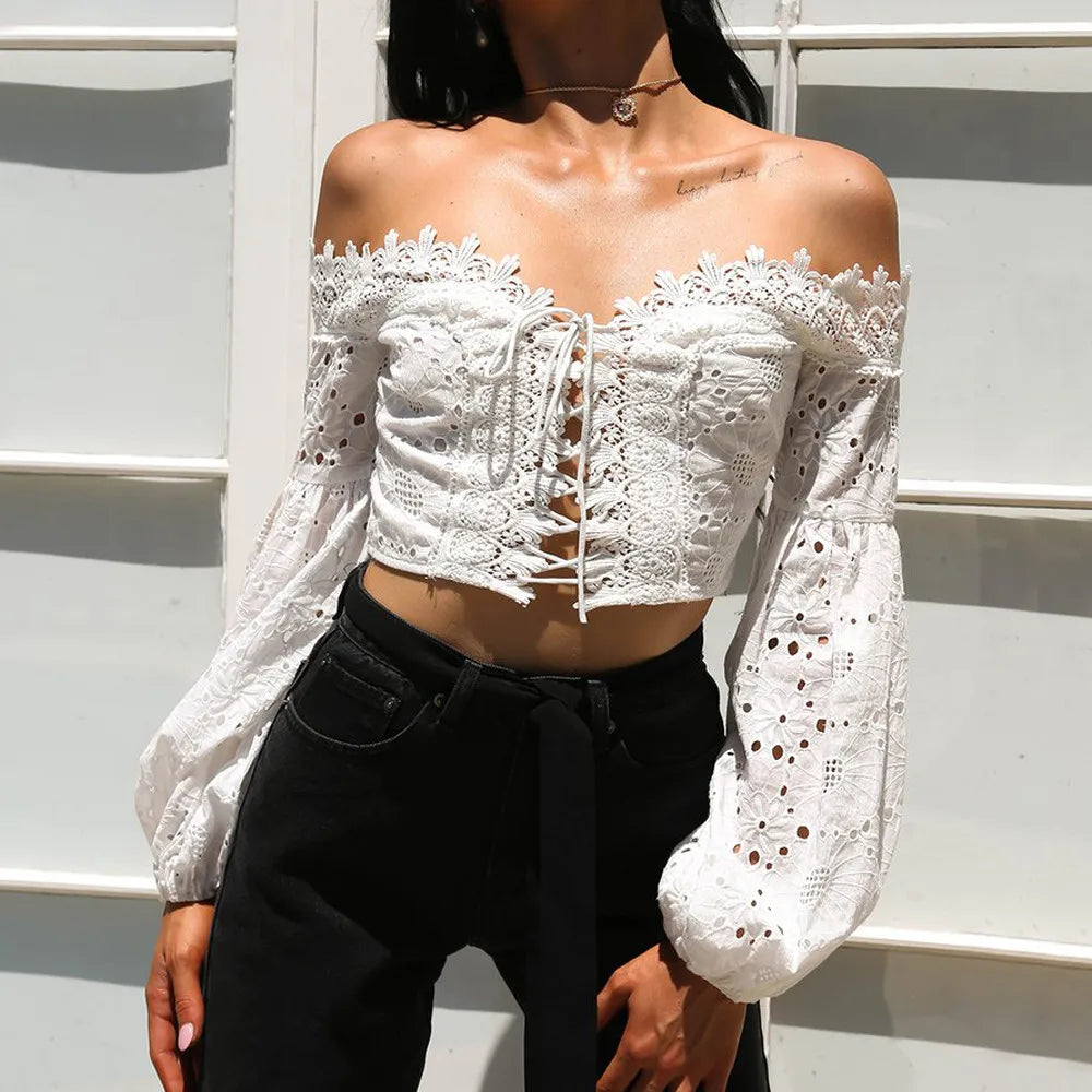 Elegant White Lace Blouse Cardigan