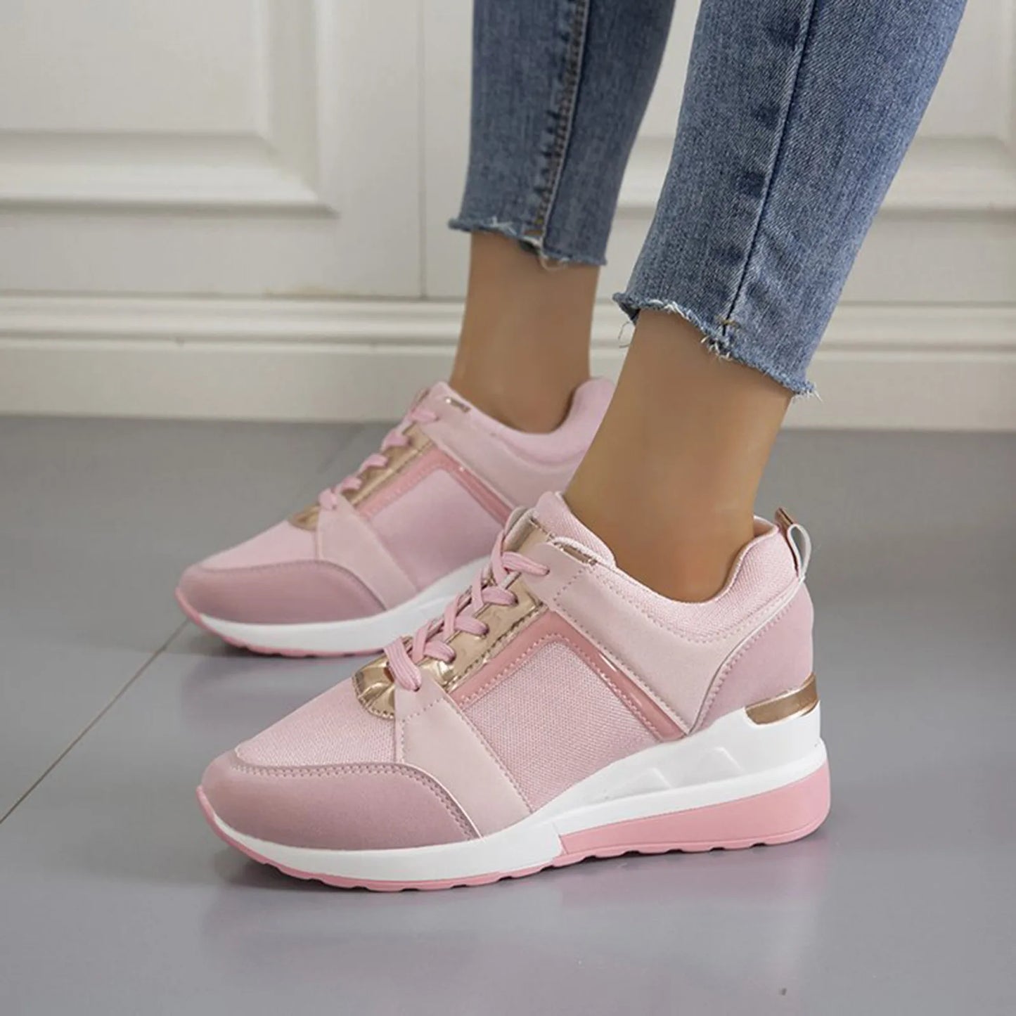 Leather Lace Up Sneakers Shoes