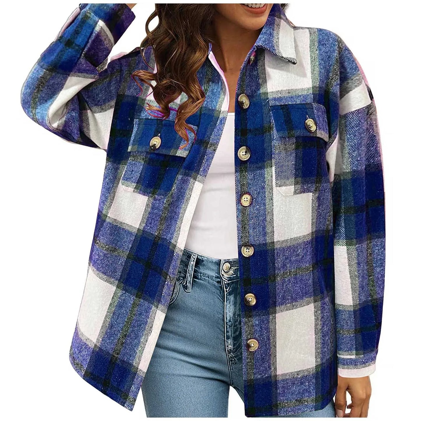 Retro Plaid Shacket Jacket