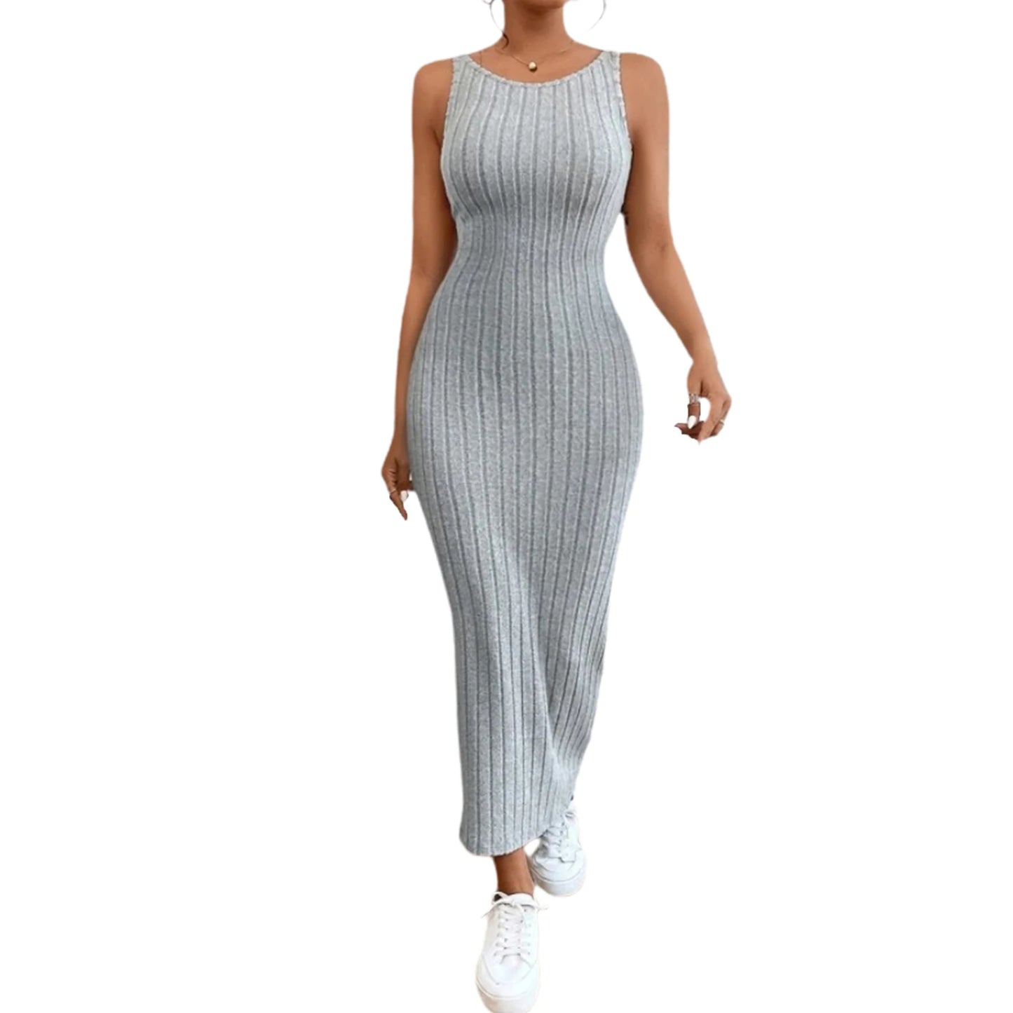 Knitted Sleeveless Backless Dress