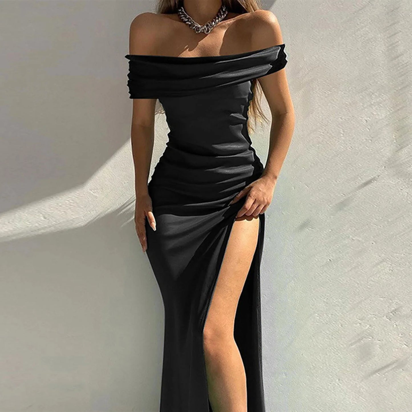 Velvet High Slit Sexy Dress