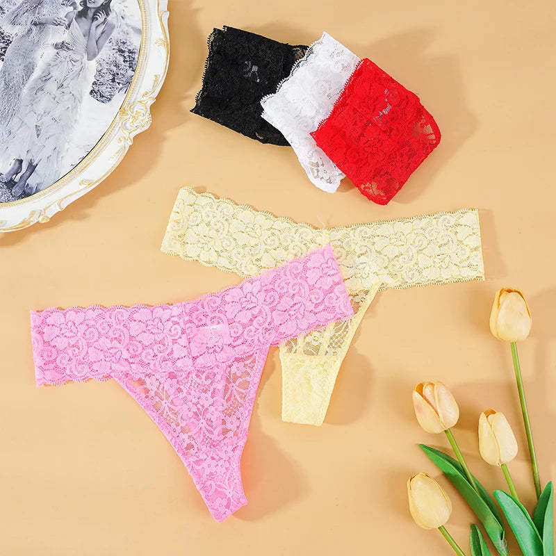 3Pcs Lace Floral Panties