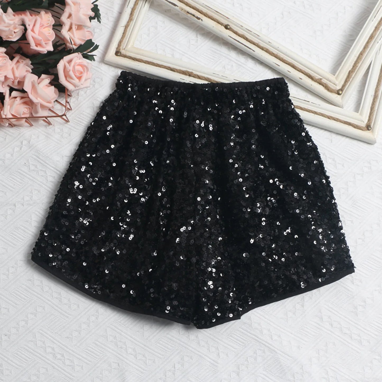 Glitter Sequins High Waist Shorts