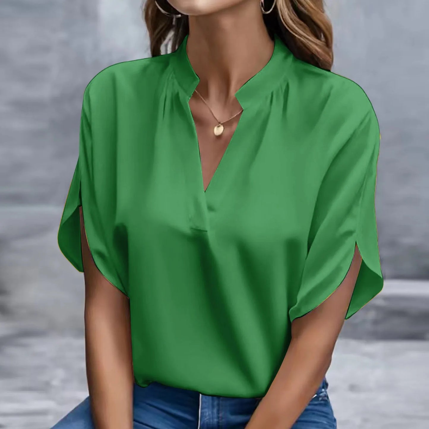 Plain V Neck Blouse
