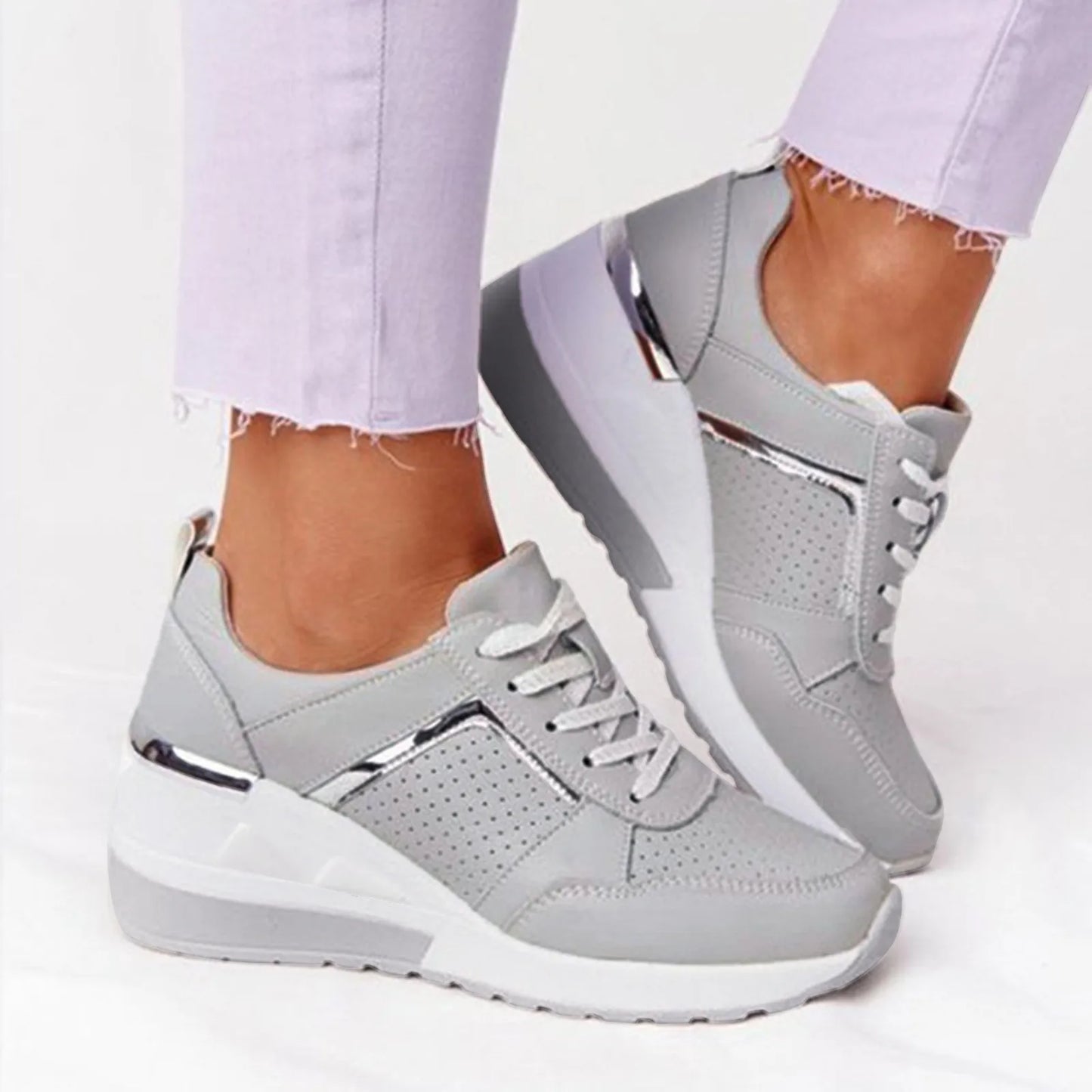 Leather Lace Up Sneakers Shoes