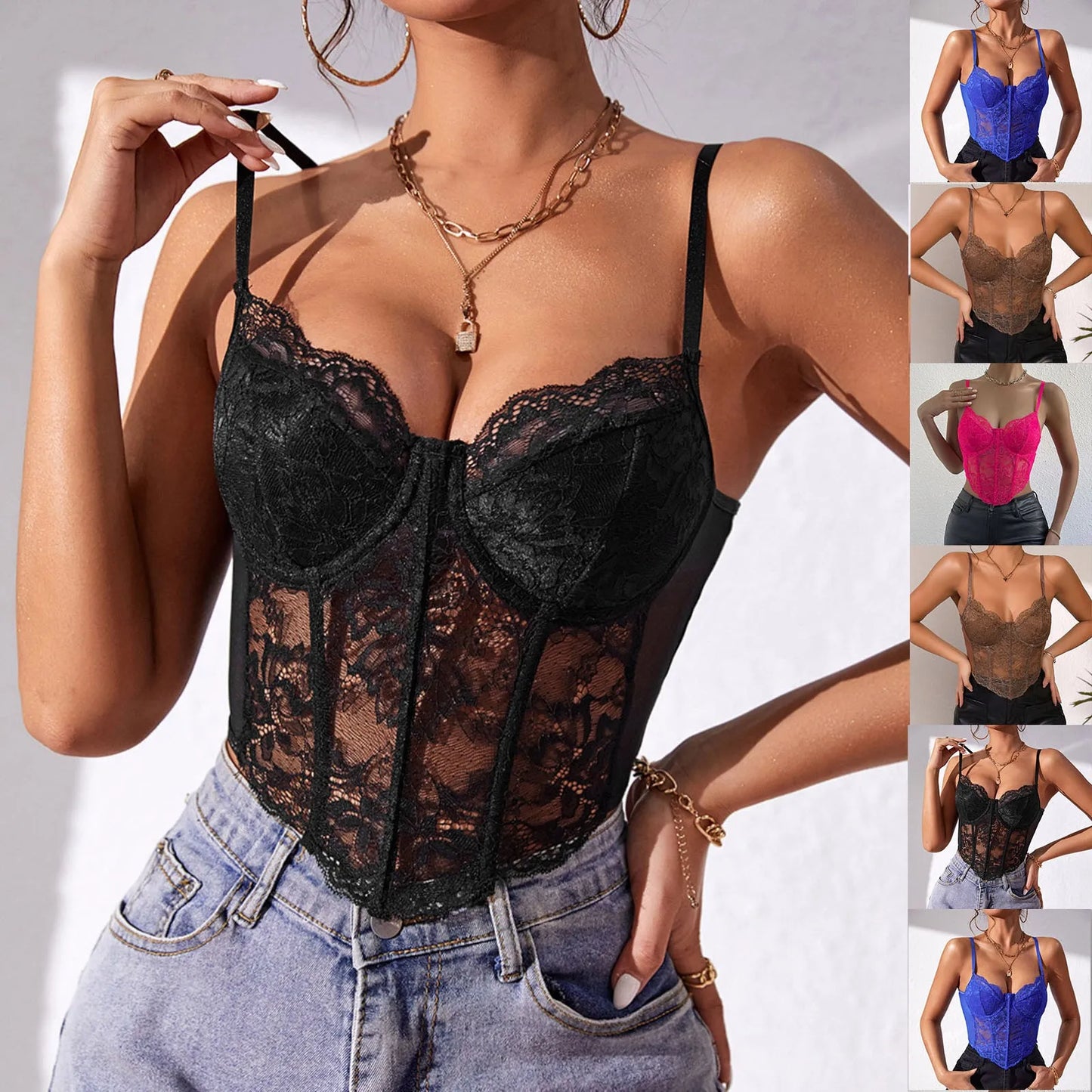 Sexy Lace French High Crop Top