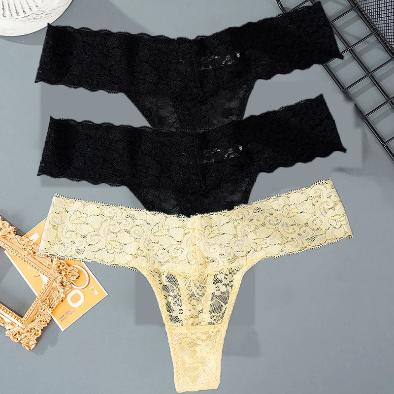 3Pcs Lace Floral Panties