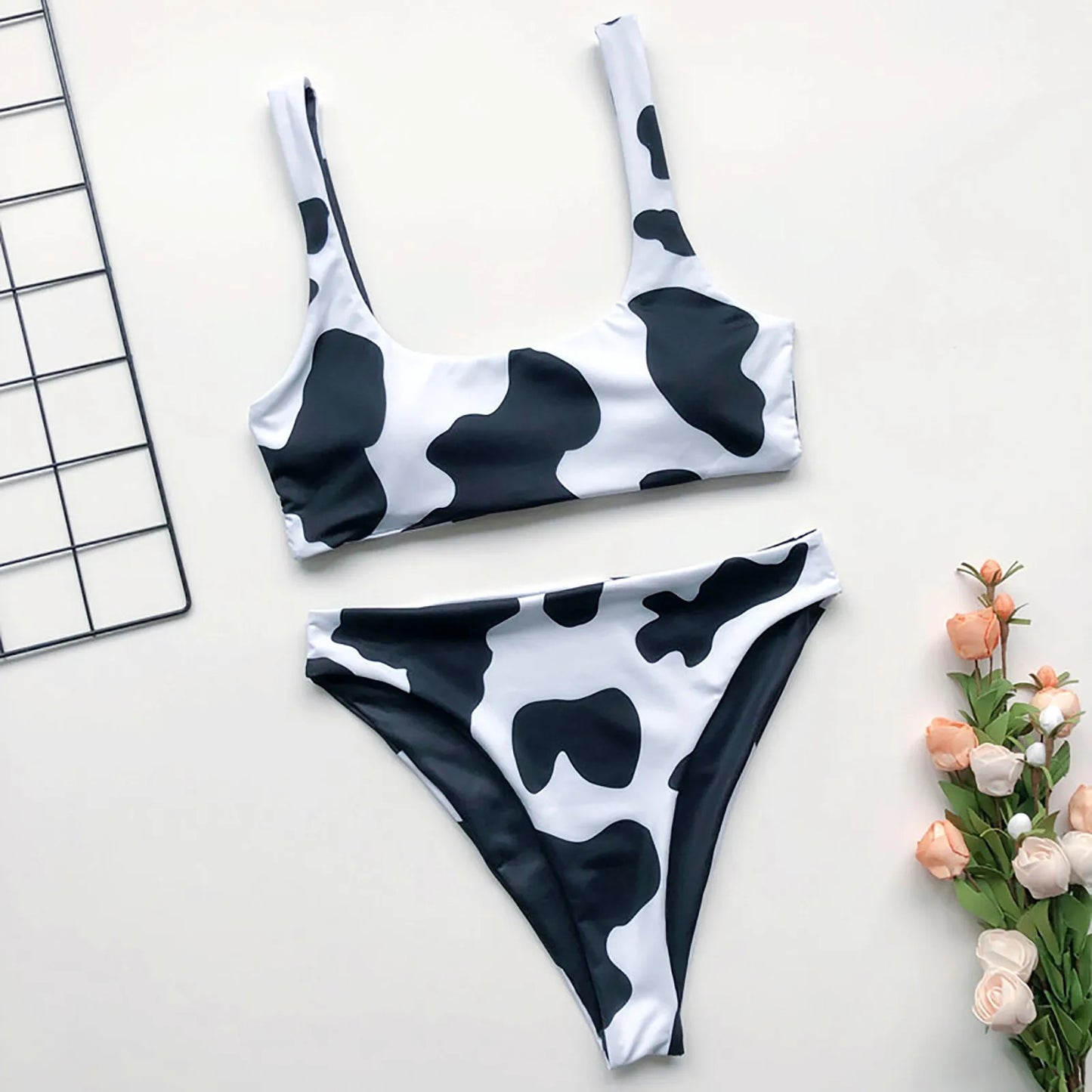 High Breast Contrast Cow Print