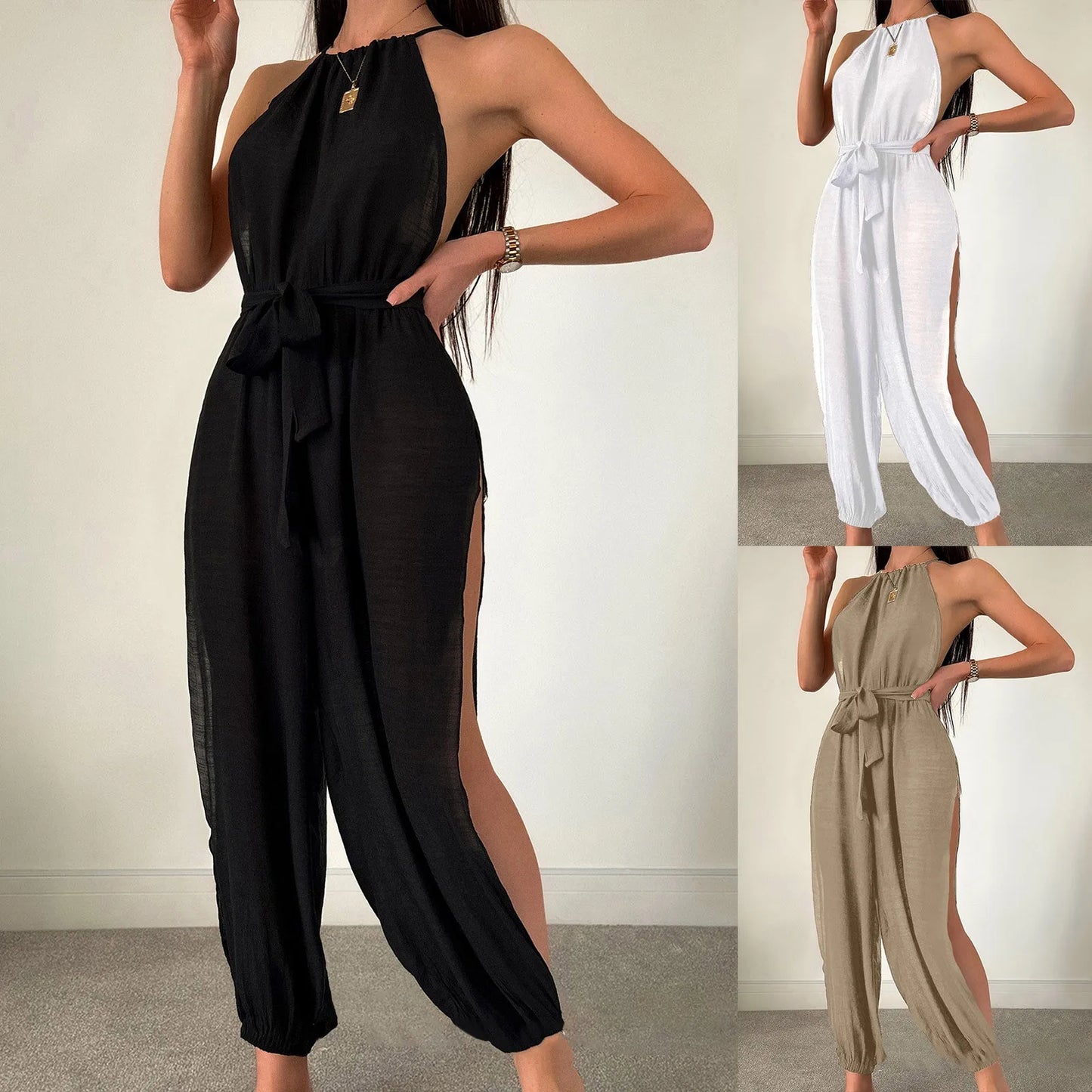 Sleeveless Halter Sexy Jumpsuit