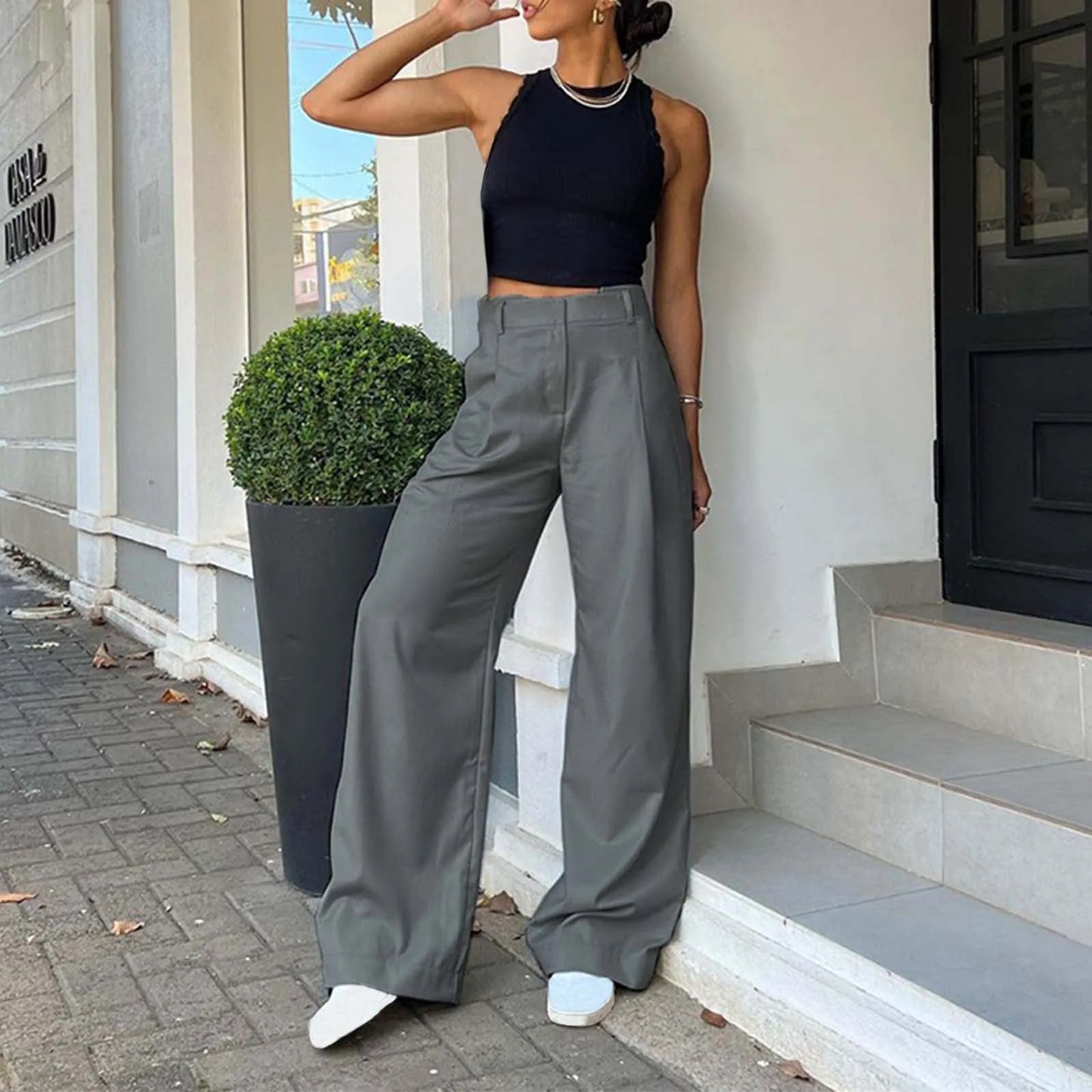 High Waist Wide Trousers