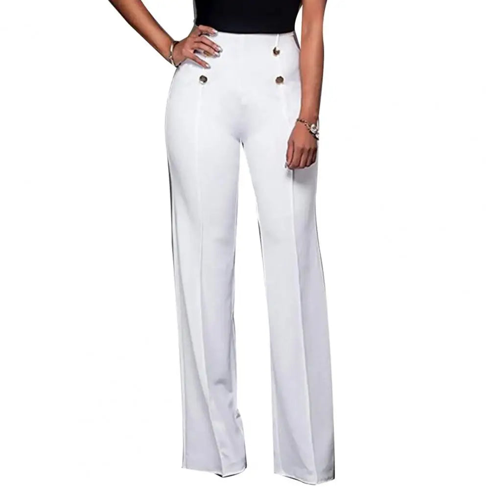 Loose Slim-Fit Solid Color Trousers