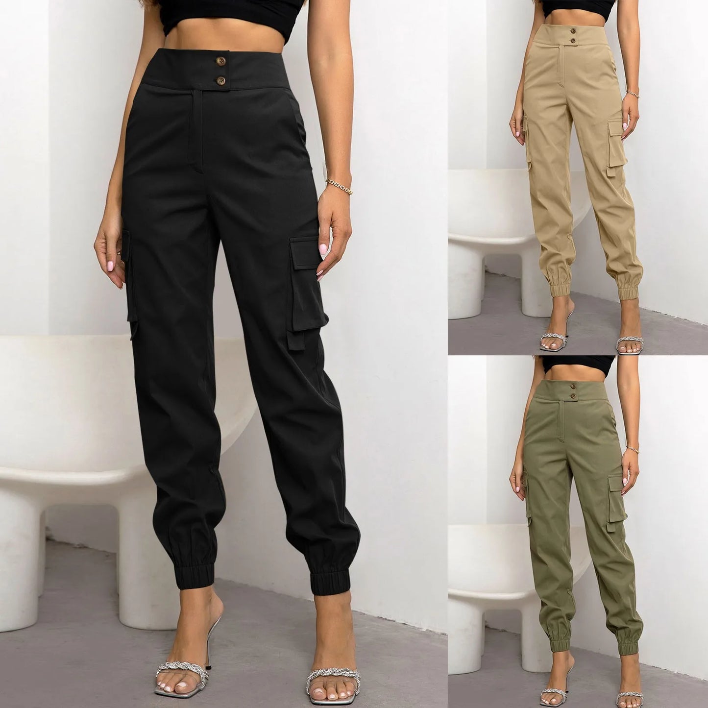 Solid Jogger Cargo Pants