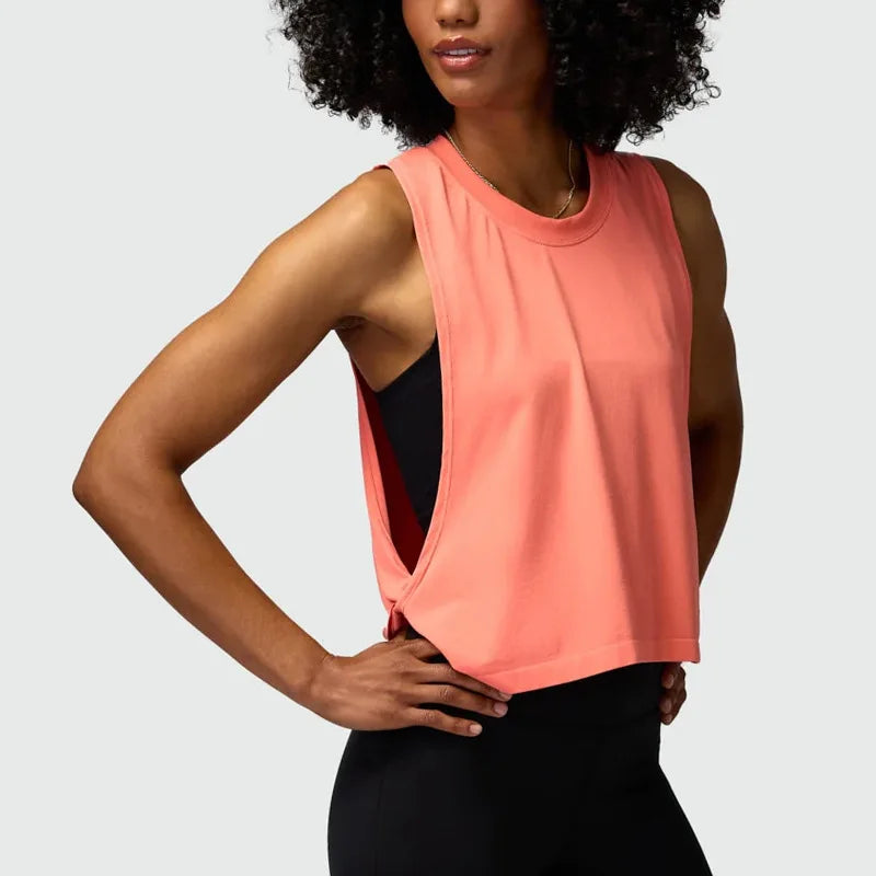 Solid Running Vest Crop Top