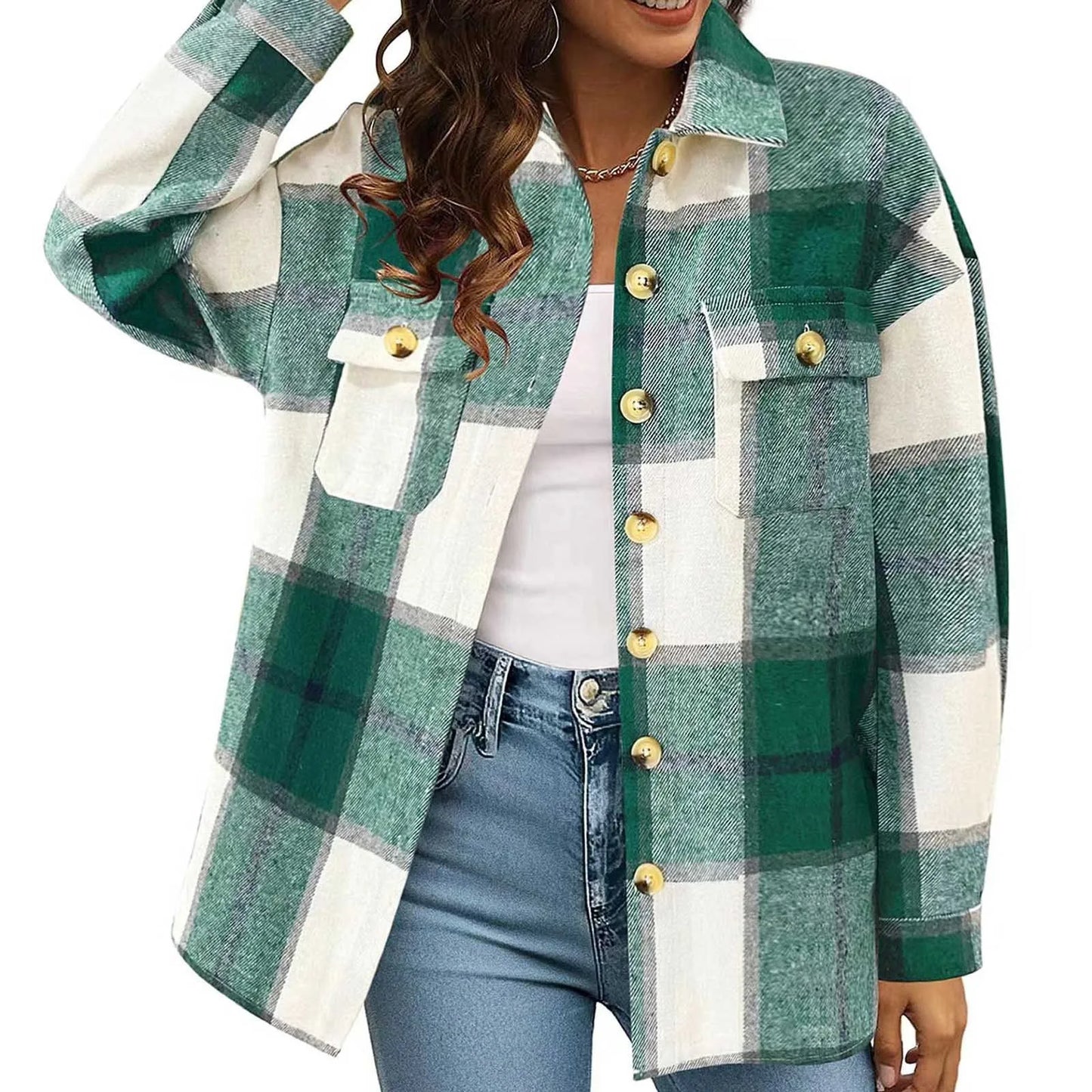 Retro Plaid Shacket Jacket