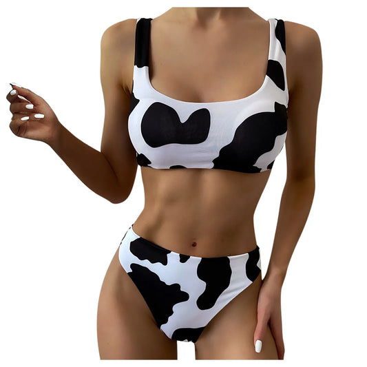 High Breast Contrast Cow Print