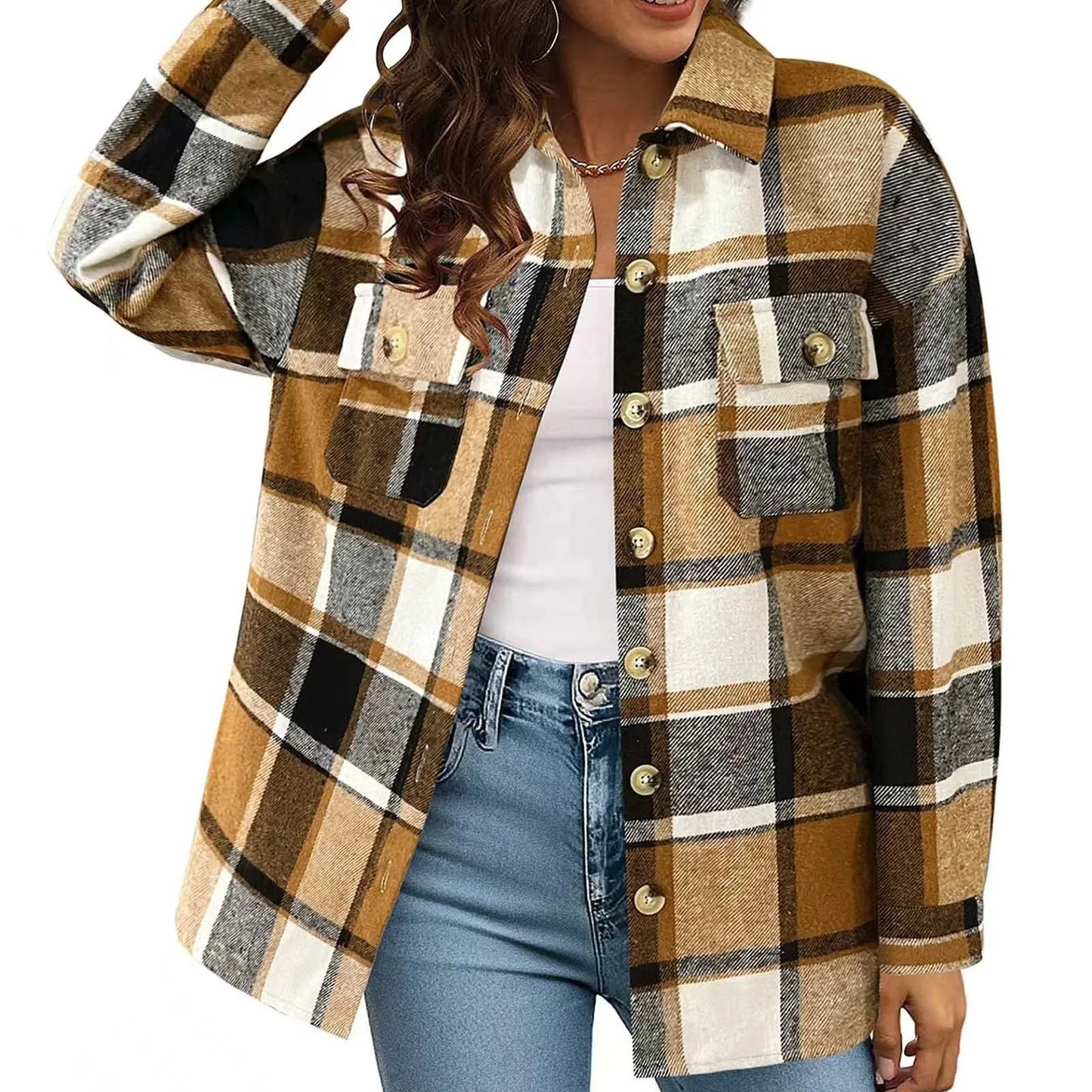 Retro Plaid Shacket Jacket