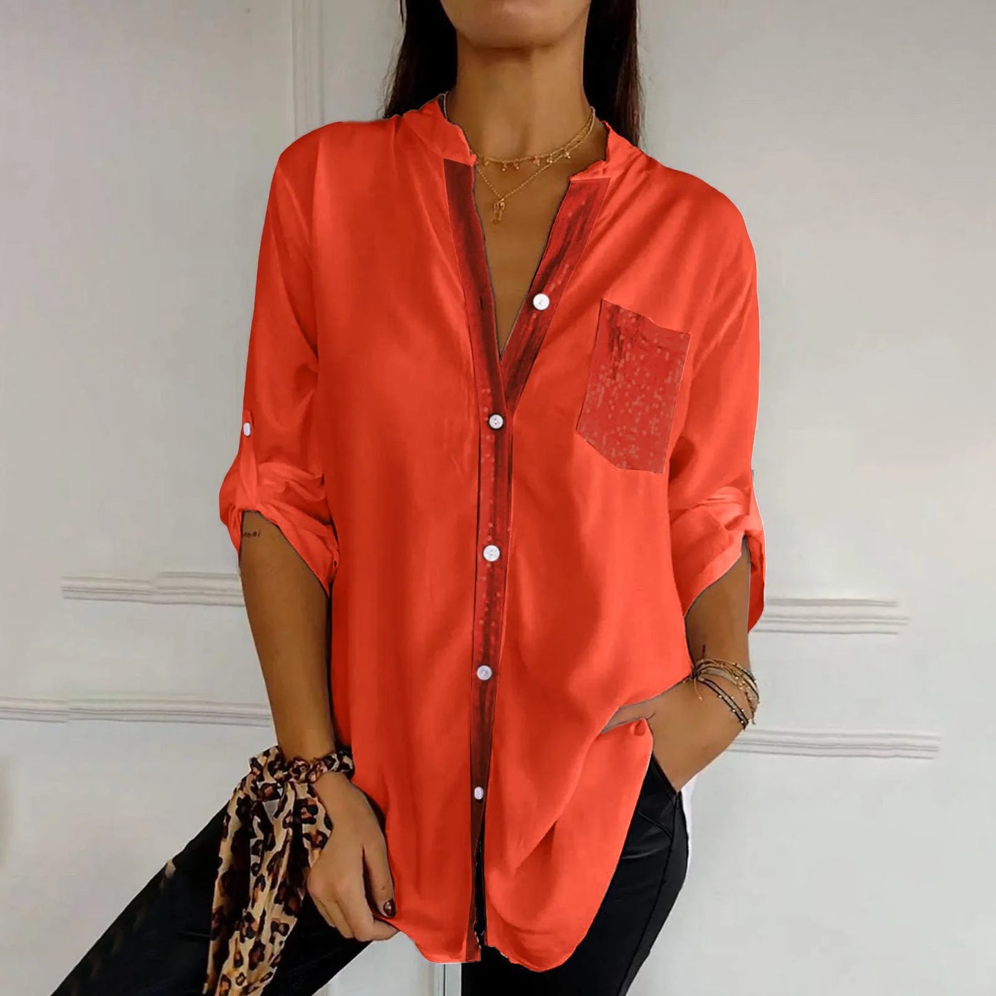 Casual Sequin Beaded Shirt